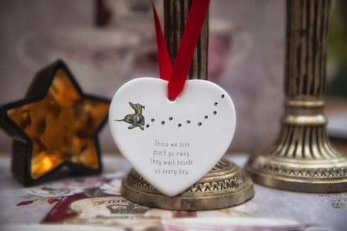 Lurcher Walk Beside Us Ceramic Heart